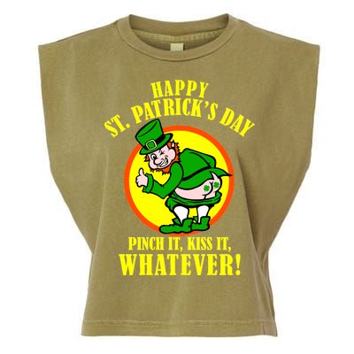 Happy St. Patrick's Day Pinch It, Kiss It, Whatever! Funny Irish Leprechaun Garment-Dyed Women's Muscle Tee