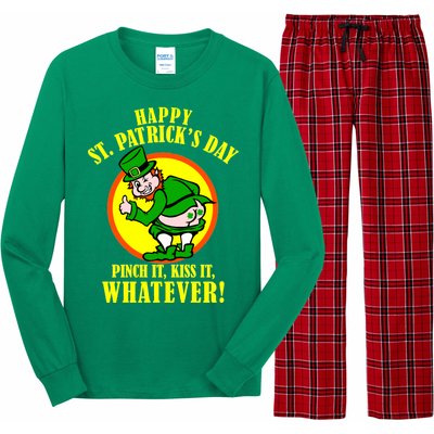 Happy St. Patrick's Day Pinch It, Kiss It, Whatever! Funny Irish Leprechaun Long Sleeve Pajama Set