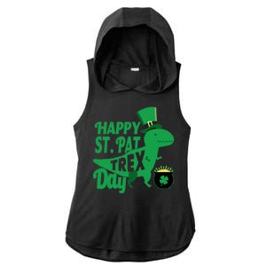 Happy St. Patrick's Pat T-Rrex Day Ladies PosiCharge Tri-Blend Wicking Draft Hoodie Tank