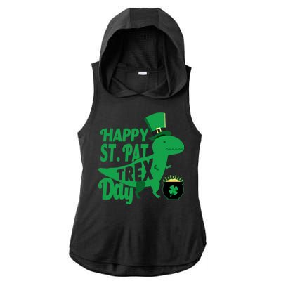 Happy St. Patrick's Pat T-Rrex Day Ladies PosiCharge Tri-Blend Wicking Draft Hoodie Tank