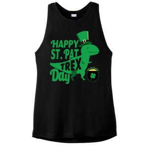 Happy St. Patrick's Pat T-Rrex Day Ladies PosiCharge Tri-Blend Wicking Tank