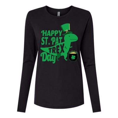 Happy St. Patrick's Pat T-Rrex Day Womens Cotton Relaxed Long Sleeve T-Shirt