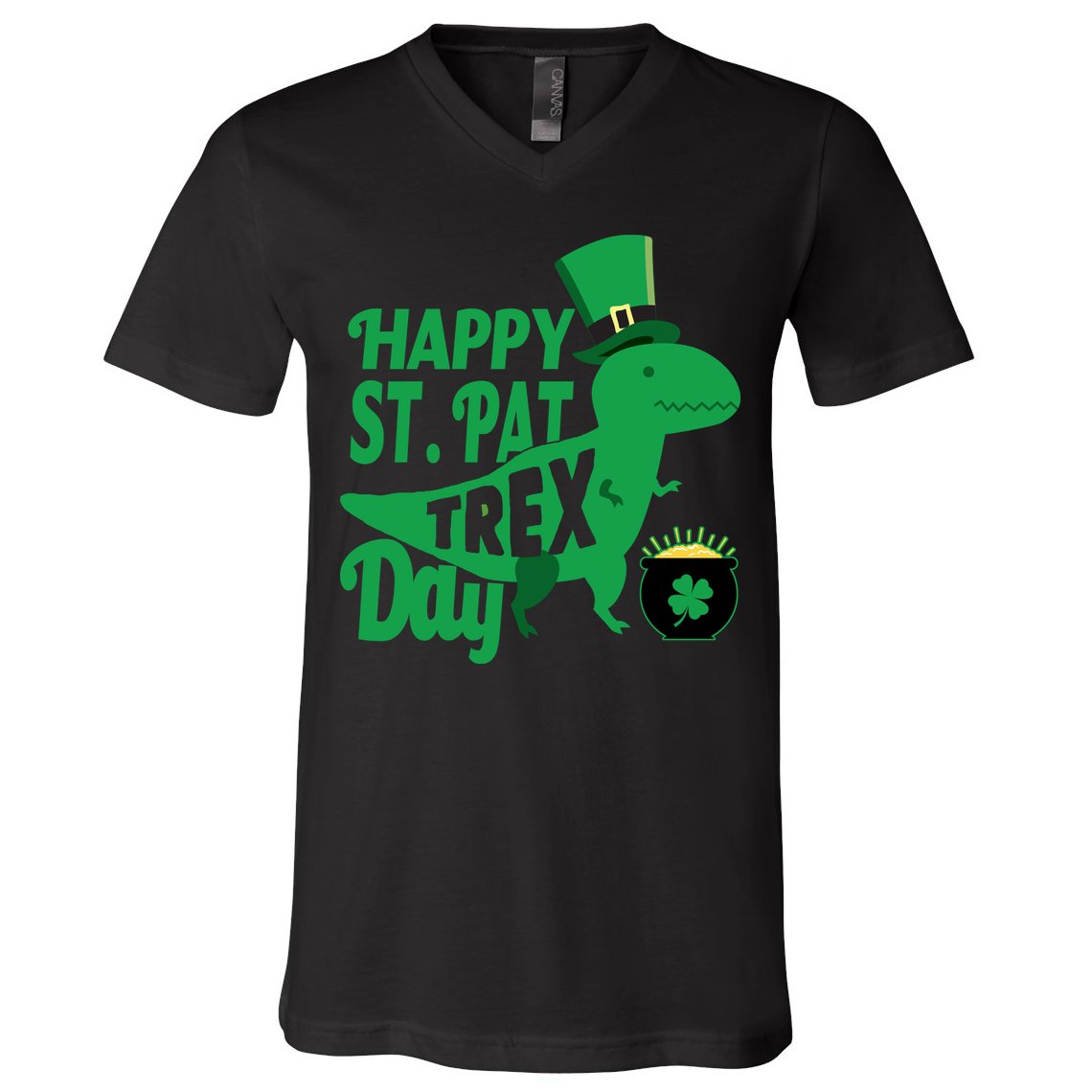 Happy St. Patrick's Pat T-Rrex Day V-Neck T-Shirt