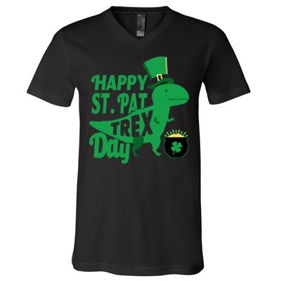 Happy St. Patrick's Pat T-Rrex Day V-Neck T-Shirt