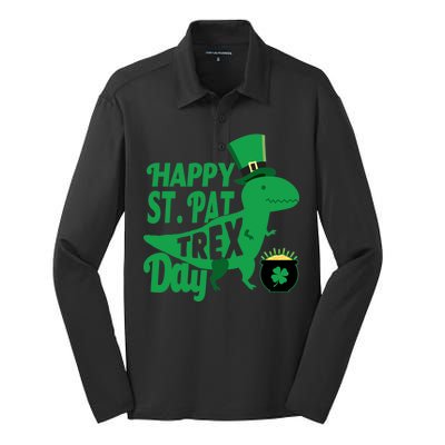 Happy St. Patrick's Pat T-Rrex Day Silk Touch Performance Long Sleeve Polo