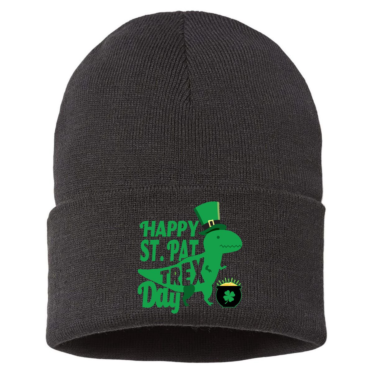 Happy St. Patrick's Pat T-Rrex Day Sustainable Knit Beanie