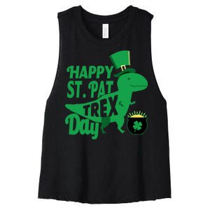 Happy St. Patrick's Pat T-Rrex Day Women's Racerback Cropped Tank