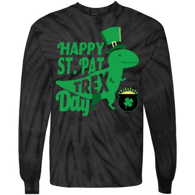 Happy St. Patrick's Pat T-Rrex Day Tie-Dye Long Sleeve Shirt