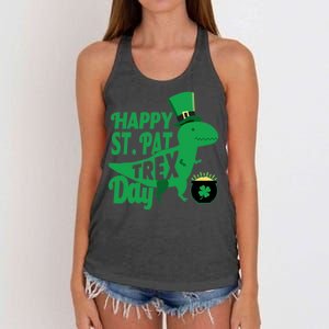 Happy St. Patrick's Pat T-Rrex Day Women's Knotted Racerback Tank