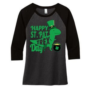 Happy St. Patrick's Pat T-Rrex Day Women's Tri-Blend 3/4-Sleeve Raglan Shirt