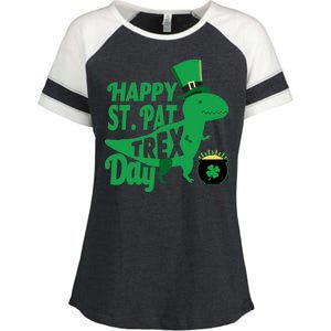 Happy St. Patrick's Pat T-Rrex Day Enza Ladies Jersey Colorblock Tee