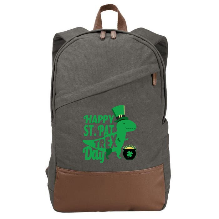 Happy St. Patrick's Pat T-Rrex Day Cotton Canvas Backpack