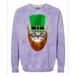 Happy St Catrick's Day Funny Cat Ginger Beard St Patrick's Day Colorblast Crewneck Sweatshirt