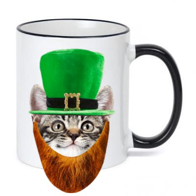 Happy St Catrick's Day Funny Cat Ginger Beard St Patrick's Day 11oz Black Color Changing Mug