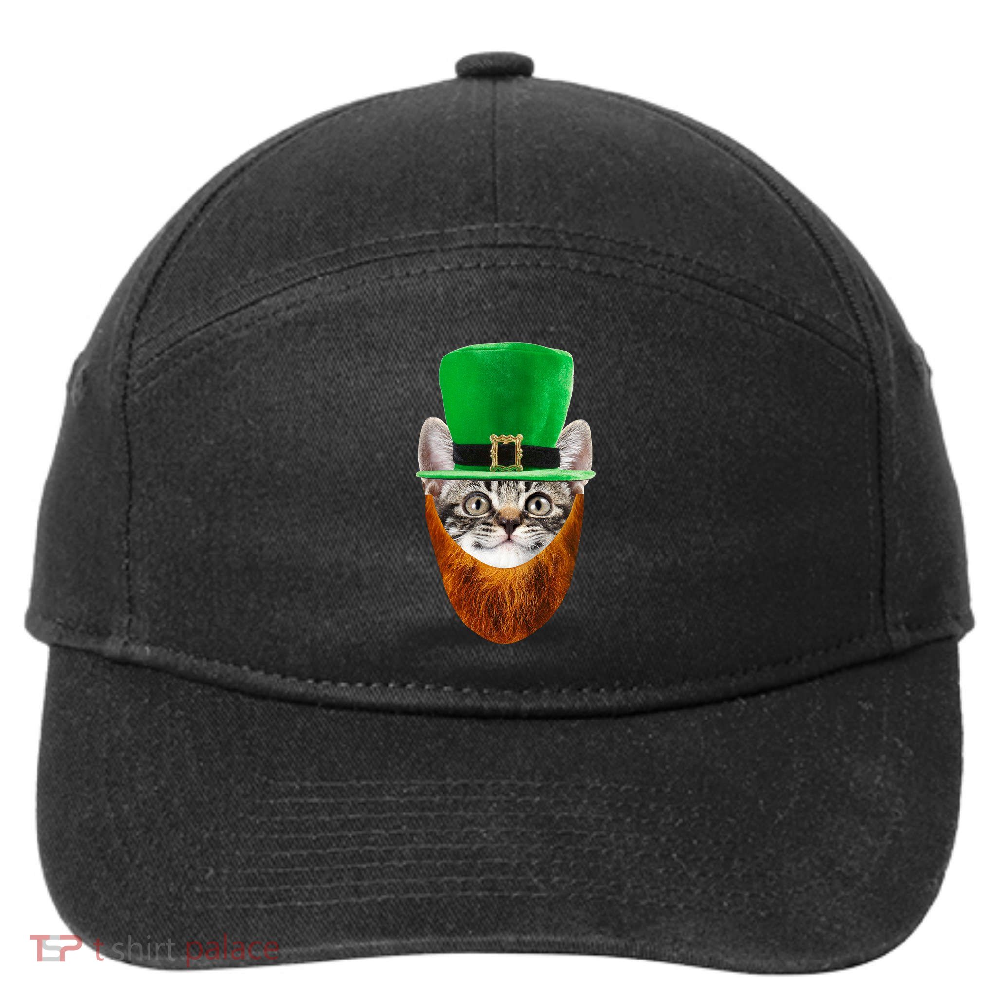 Happy St Catrick's Day Funny Cat Ginger Beard St Patrick's Day 7-Panel Snapback Hat