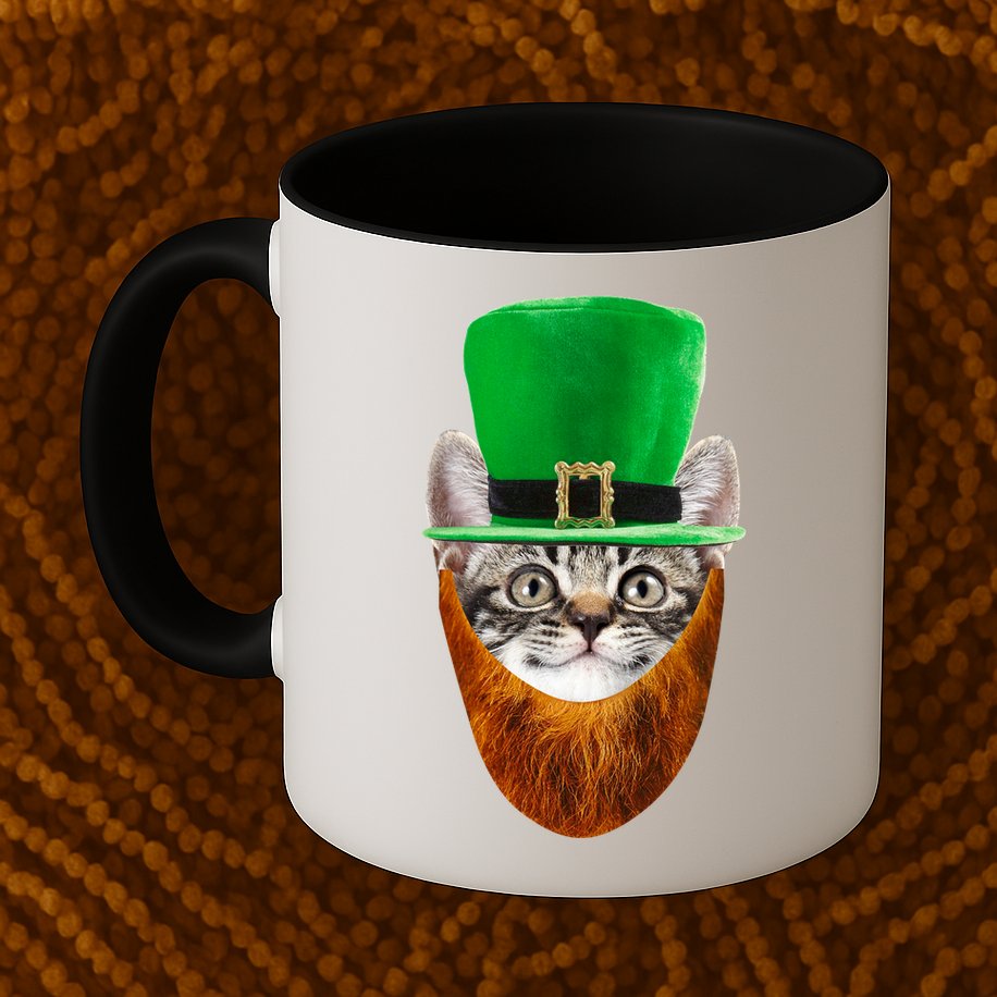 Happy St Catrick's Day Funny Cat Ginger Beard St Patrick's Day Mug