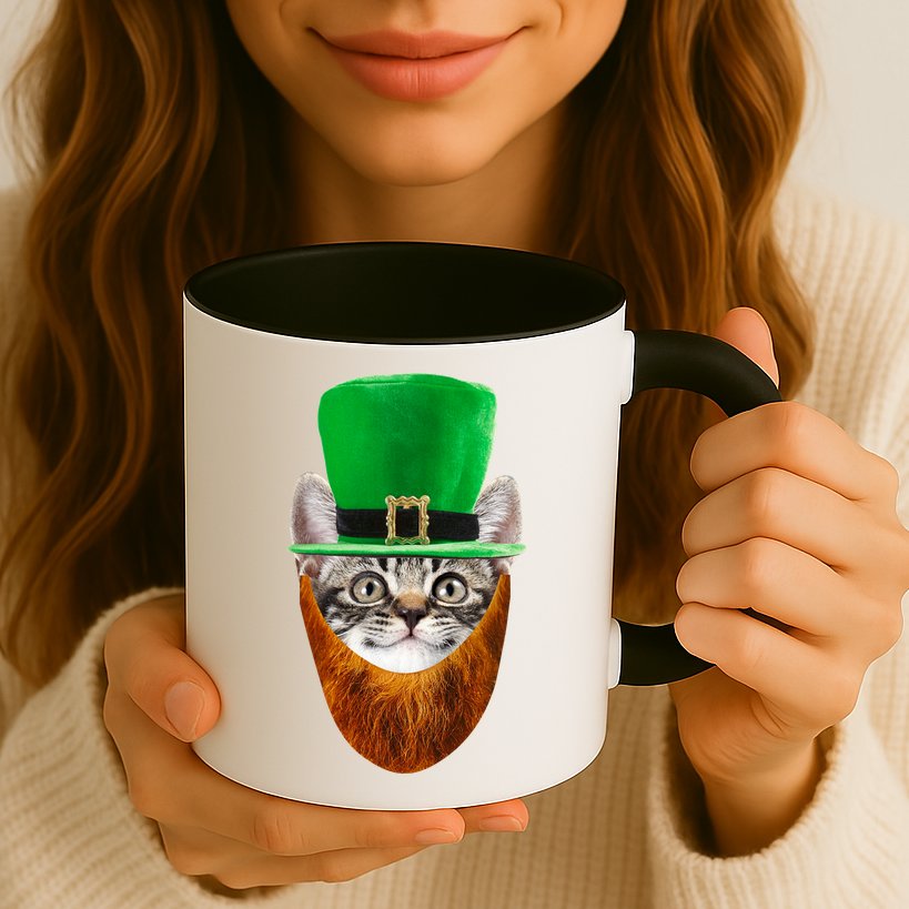 Happy St Catrick's Day Funny Cat Ginger Beard St Patrick's Day Mug