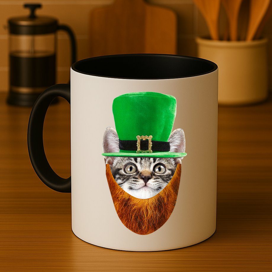 Happy St Catrick's Day Funny Cat Ginger Beard St Patrick's Day Mug