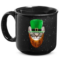 Happy St Catrick's Day Funny Cat Ginger Beard St Patrick's Day 15oz Campfire Ceramic Mug