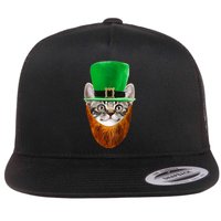 Happy St Catrick's Day Funny Cat Ginger Beard St Patrick's Day Flatbill Hat