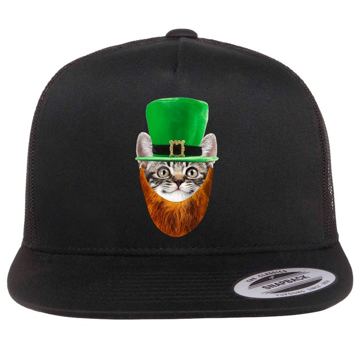 Happy St Catrick's Day Funny Cat Ginger Beard St Patrick's Day Flatbill Hat