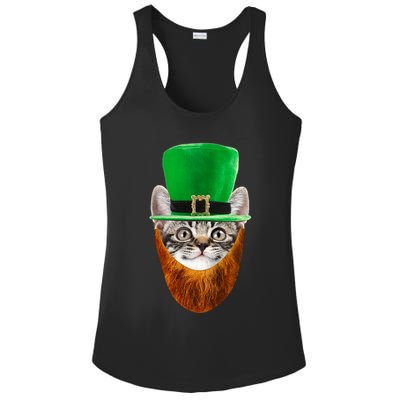 Happy St Catrick's Day Funny Cat Ginger Beard St Patrick's Day Ladies PosiCharge Competitor Racerback Tank