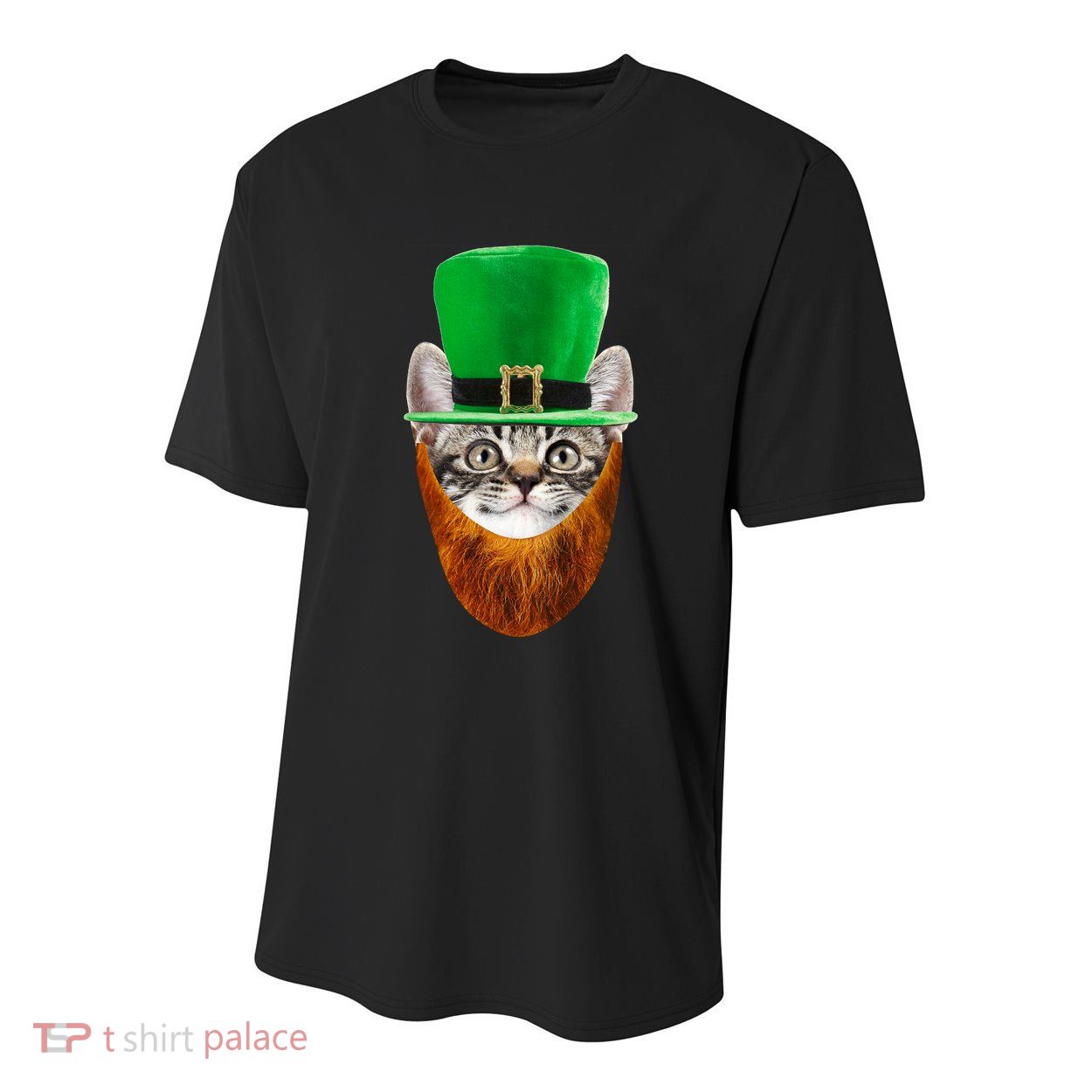 Happy St Catrick's Day Funny Cat Ginger Beard St Patrick's Day Youth Performance Sprint T-Shirt
