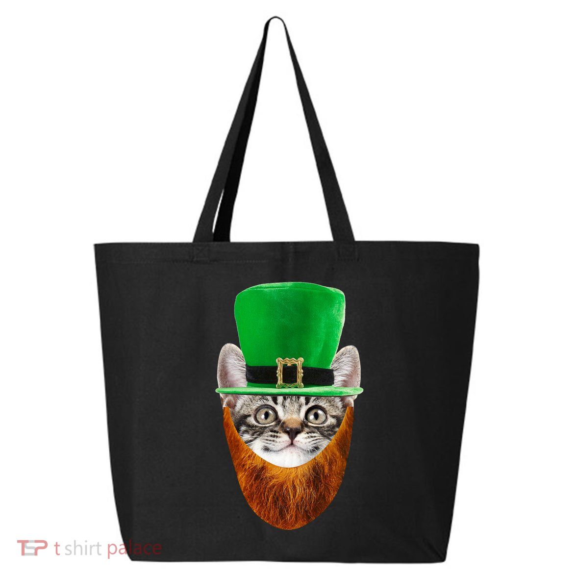 Happy St Catrick's Day Funny Cat Ginger Beard St Patrick's Day 25L Jumbo Tote