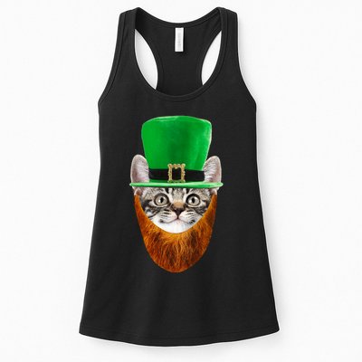 Happy St Catrick's Day Funny Cat Ginger Beard St Patrick's Day Womens Tank Top