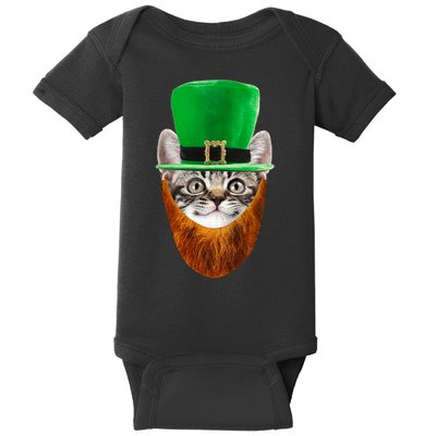 Happy St Catrick's Day Funny Cat Ginger Beard St Patrick's Day Baby Bodysuit