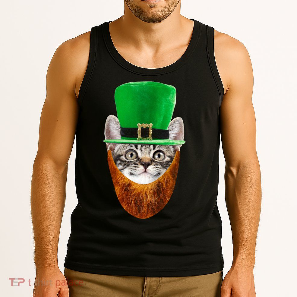Happy St Catrick's Day Funny Cat Ginger Beard St Patrick's Day Tank Top