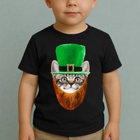 Happy St Catrick's Day Funny Cat Ginger Beard St Patrick's Day Toddler T-Shirt