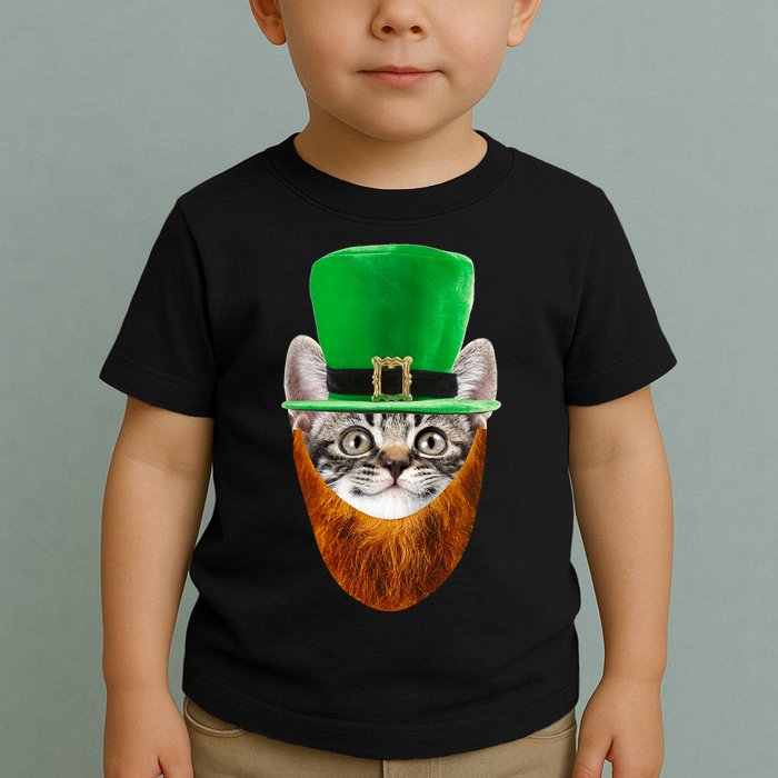 Happy St Catrick's Day Funny Cat Ginger Beard St Patrick's Day Toddler T-Shirt
