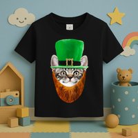 Happy St Catrick's Day Funny Cat Ginger Beard St Patrick's Day Toddler T-Shirt