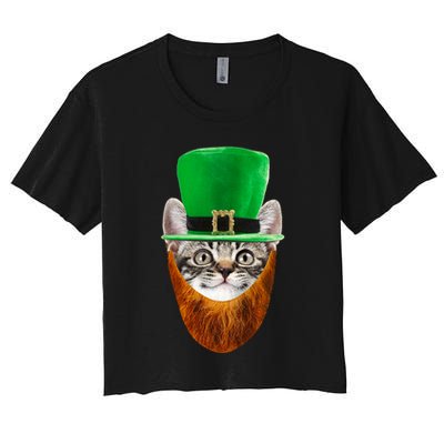 Happy St Catrick's Day Funny Cat Ginger Beard St Patrick's Day Crop Top