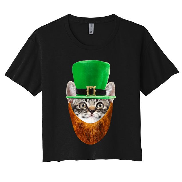 Happy St Catrick's Day Funny Cat Ginger Beard St Patrick's Day Crop Top