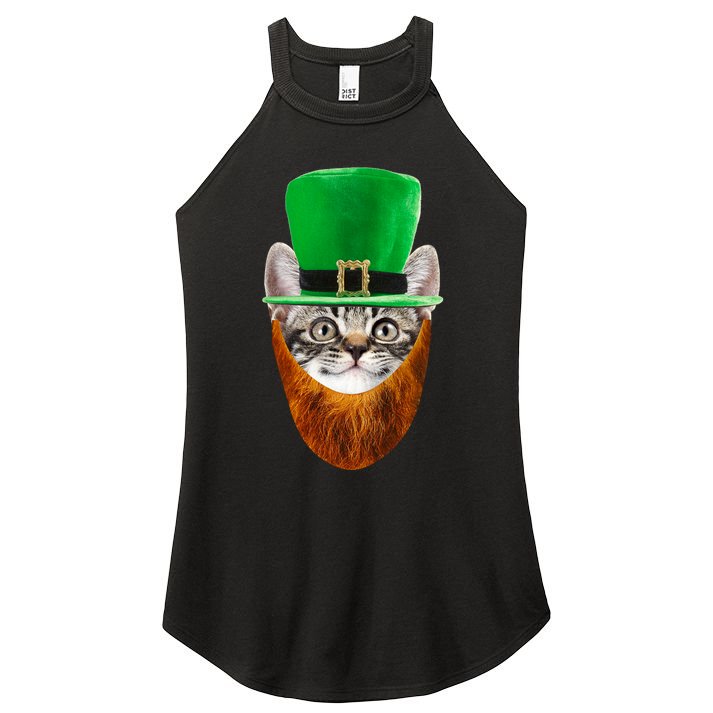 Happy St Catrick's Day Funny Cat Ginger Beard St Patrick's Day Women's Perfect Tri Rocker Tank