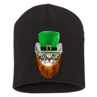 Happy St Catrick's Day Funny Cat Ginger Beard St Patrick's Day Short Acrylic Beanie