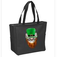 Happy St Catrick's Day Funny Cat Ginger Beard St Patrick's Day Zip Tote Bag