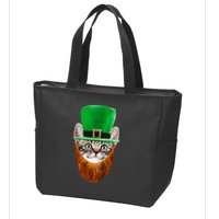 Happy St Catrick's Day Funny Cat Ginger Beard St Patrick's Day Zip Tote Bag