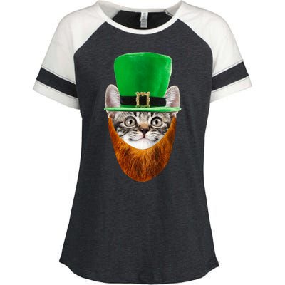 Happy St Catrick's Day Funny Cat Ginger Beard St Patrick's Day Enza Ladies Jersey Colorblock Tee