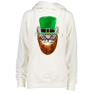 Happy St Catrick's Day Funny Cat Ginger Beard St Patrick's Day Womens Funnel Neck Pullover Hood