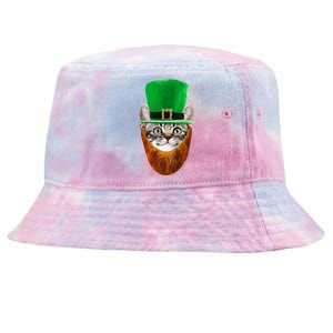 Happy St Catrick's Day Funny Cat Ginger Beard St Patrick's Day Tie-Dyed Bucket Hat