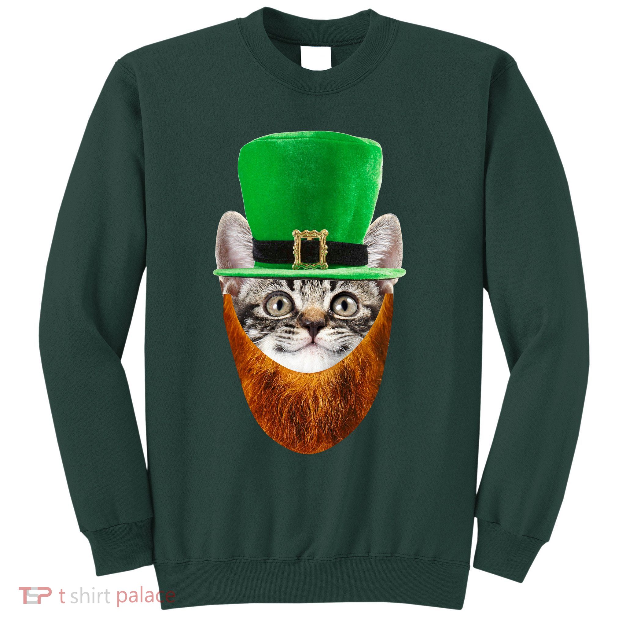 Happy St Catrick's Day Funny Cat Ginger Beard St Patrick's Day Sweatshirt