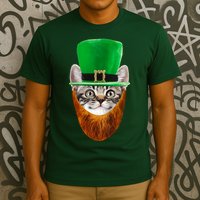 Happy St Catrick's Day Funny Cat Ginger Beard St Patrick's Day T-Shirt