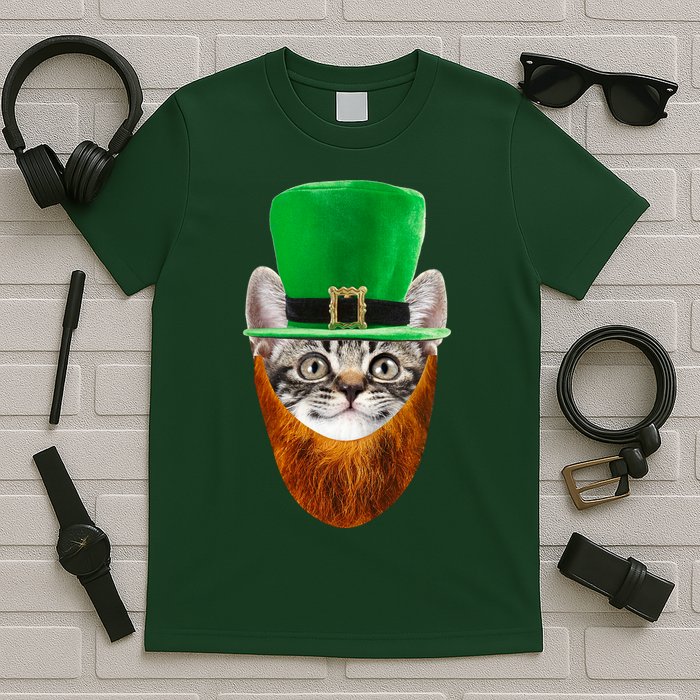 Happy St Catrick's Day Funny Cat Ginger Beard St Patrick's Day T-Shirt