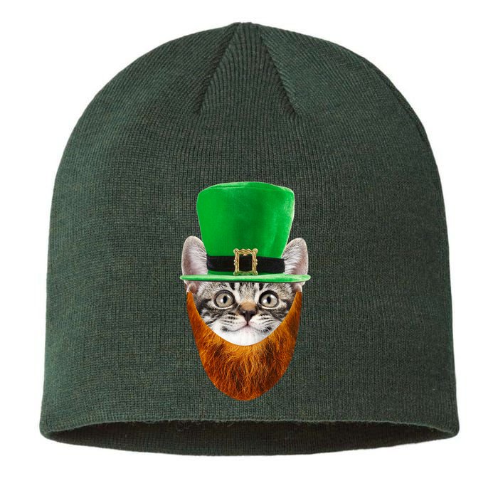Happy St Catrick's Day Funny Cat Ginger Beard St Patrick's Day Sustainable Beanie