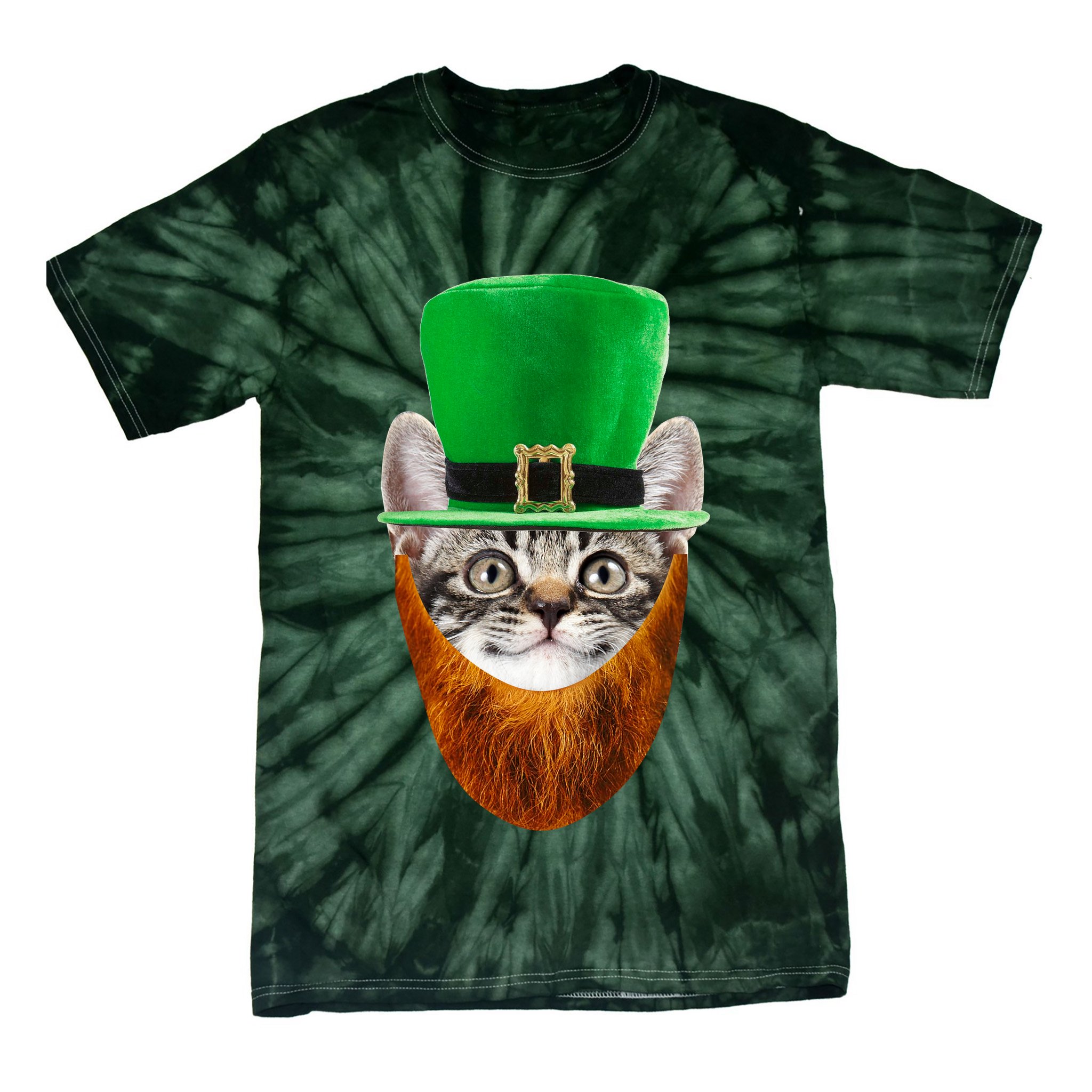 Happy St Catrick's Day Funny Cat Ginger Beard St Patrick's Day Tie-Dye T-Shirt