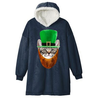 Happy St Catrick's Day Funny Cat Ginger Beard St Patrick's Day Hooded Wearable Blanket