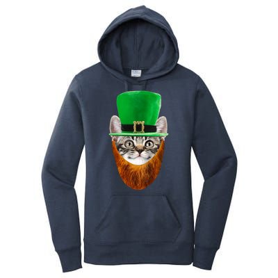 Happy St Catrick's Day Funny Cat Ginger Beard St Patrick's Day Women's Pullover Hoodie